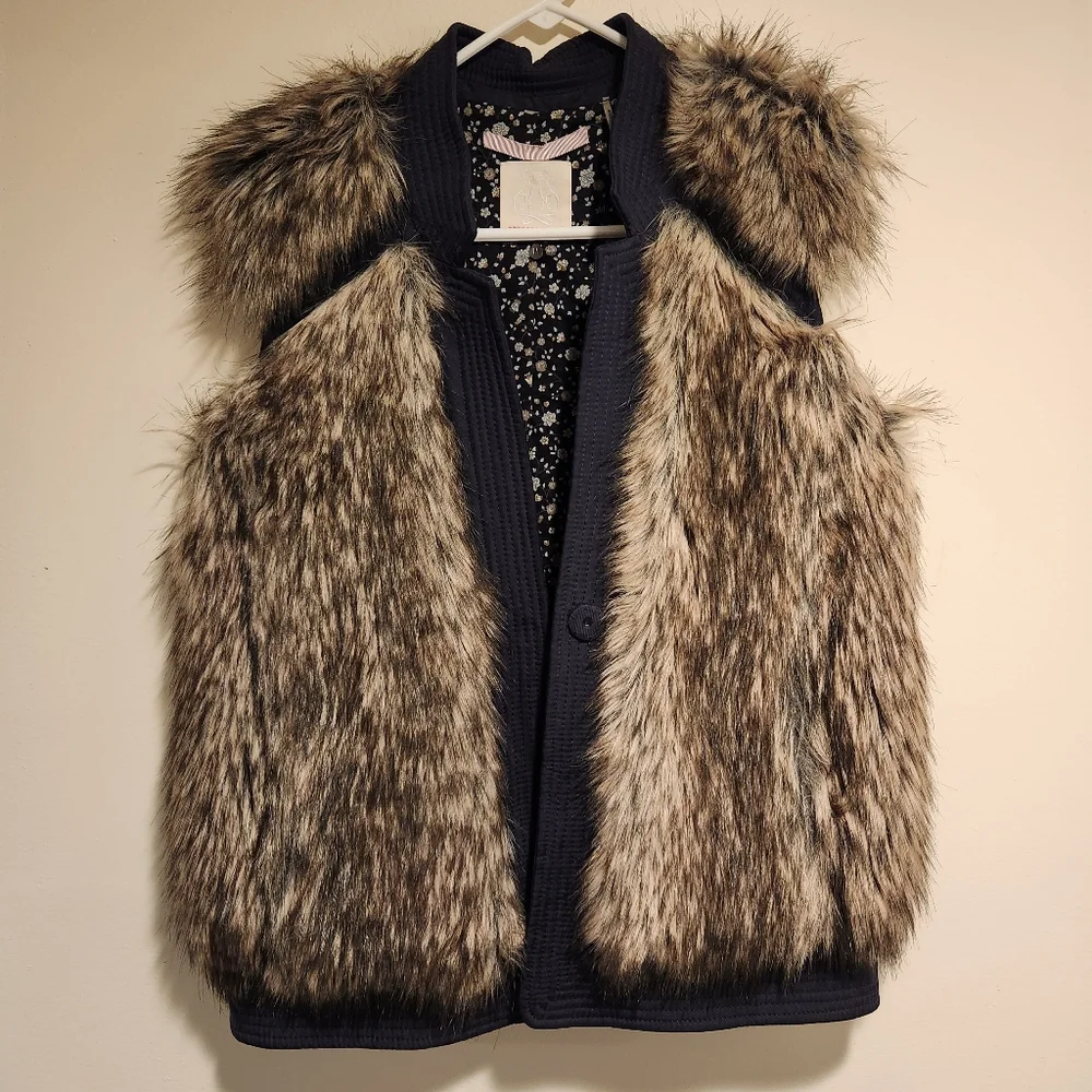 Rebecca Taylor Silk Lining Faux Fur Vest Size M - Picture 3 of 7
